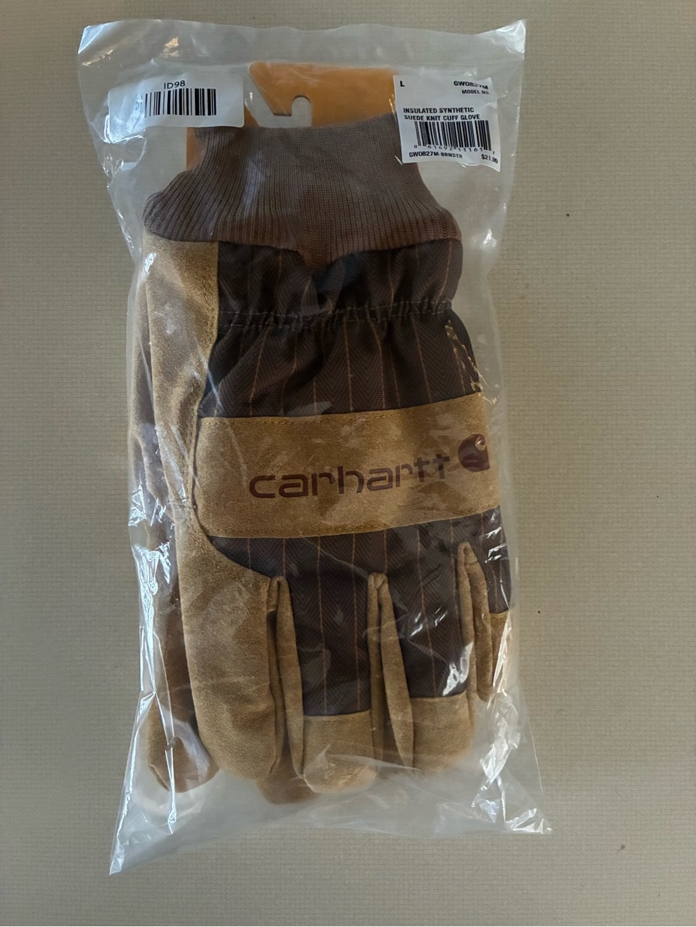 Carhartt Brown and Tan Men’s Work Gloves - Insulated Synthetic